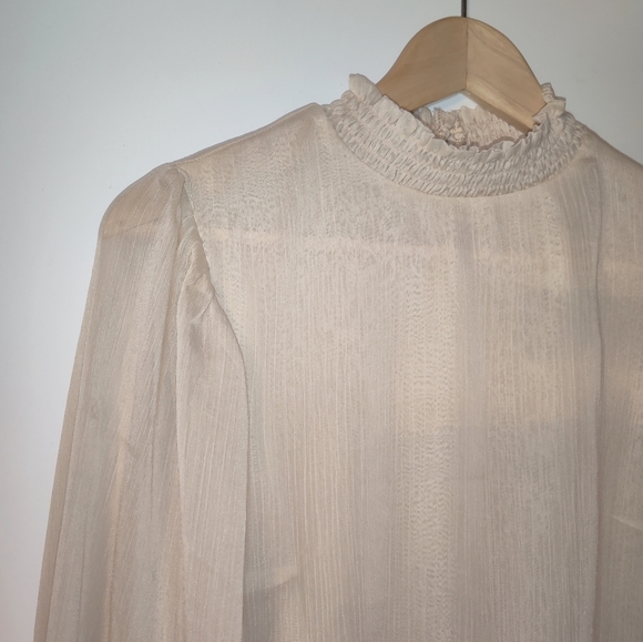 A. Calin By Flying Tomato Boho Sheer Peplum Blouse - Picture 3 of 10